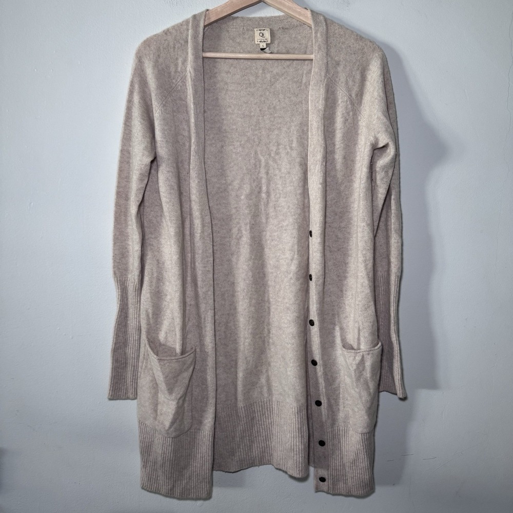 QI 100% Cashmere Button Down Cardigan Sweater Women's Size Small